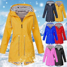 Load image into Gallery viewer, Long waterproof hooded jacket