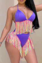 Load image into Gallery viewer, Multicolor Tassel Halter Bikini