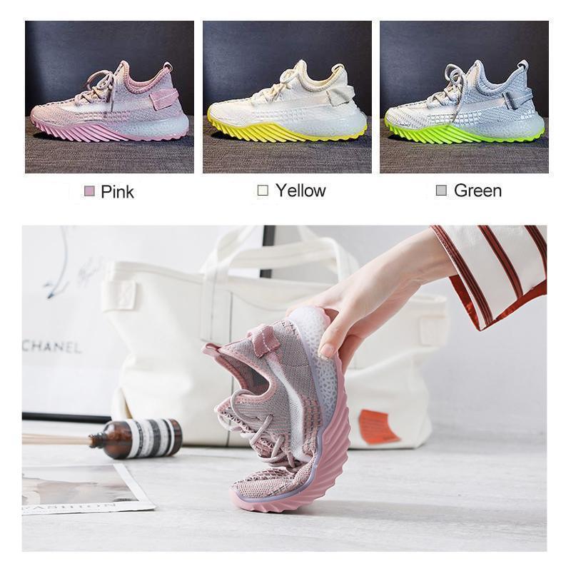 Net Surface Breathable Lace-Up Yeezy Sneakers