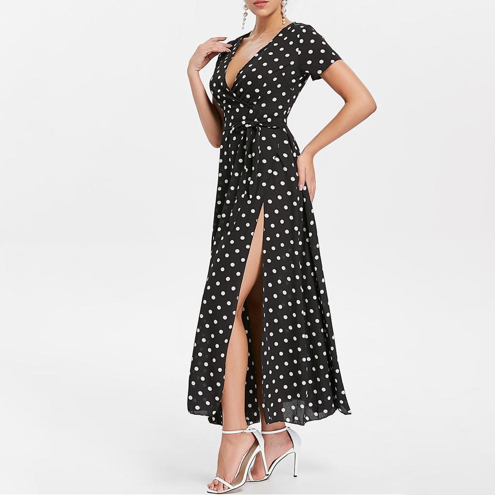 Belted Polka Dot Maxi Dress