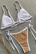 Load image into Gallery viewer, New Tied Side String Triangle Brazilian Bikini Swimsuit in Striped.MC